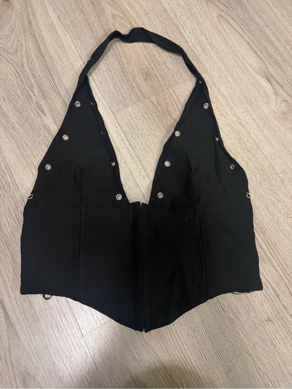 Fashion Nova Black Halter Snap-Accent Crop Top